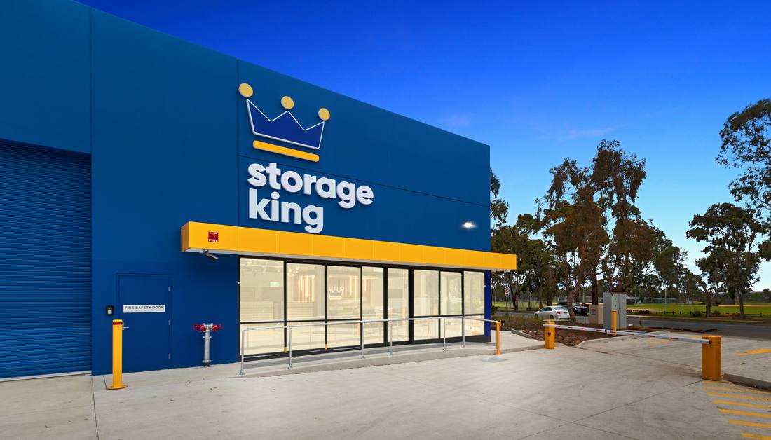 Storefront entrance at dusk